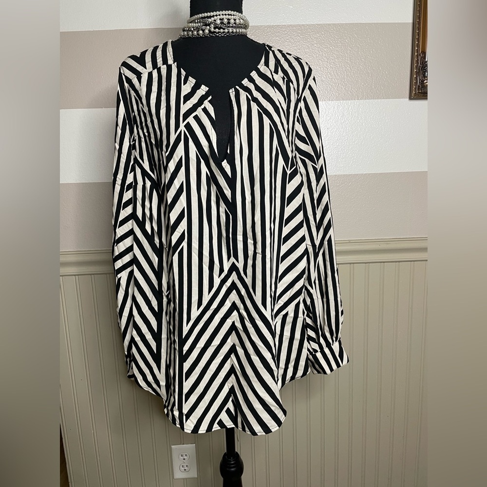 Torrid Black and White Chevron Blouse